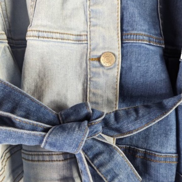 AZALEA WANG Gemini Blue Peplum Ruffled Denim Jacket Size 3XL Jean Akira - Picture 12 of 16